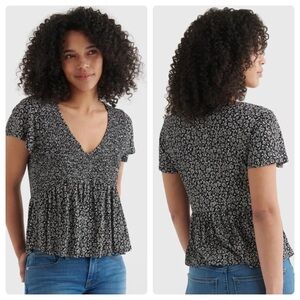 Lucky Brand Smocked Babydoll Top